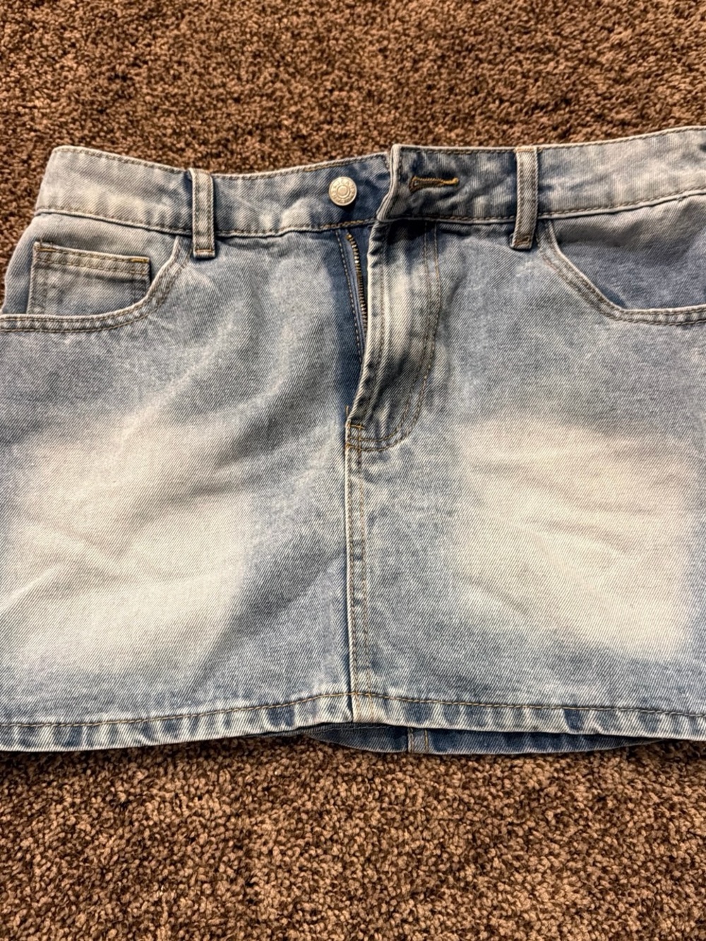 SHEIN Light Blue Denim Mini Skirt